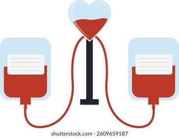 Blood Donation Element in Flat Design Concept. Isolated on White Background. Vector Illustration.