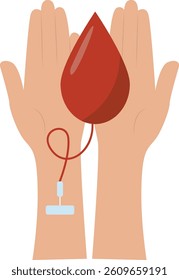 Blood Donation Element in Flat Design Concept. Isolated on White Background. Vector Illustration.