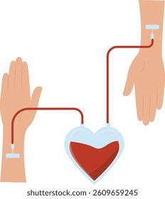 Blood Donation Element in Flat Design Concept. Isolated on White Background. Vector Illustration.