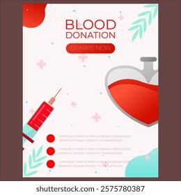 Blood donation flat design poster, banner, illustration concept and background. usage for event, instagram post, advertising, healt care, hospital poster, clinic poster.