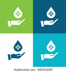 Blood Donation Flat four color minimal icon set
