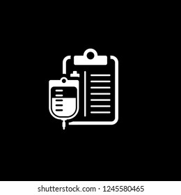 Blood Donation Flat Icon Design. Clipboard with Blood Bag