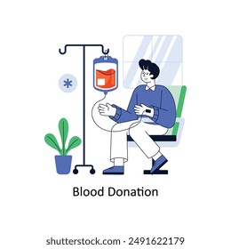 Ilustración vectorial de diseño de estilo plano de donación de sangre. Ilustración estándar