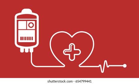 blood donation flat vector icon in red background