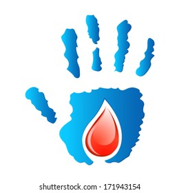 blood donation - hand and blood drop