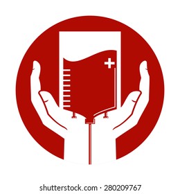 Blood donation, hands concept, vector illustration