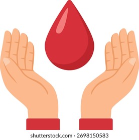 Blood Donation with Hands and Red Drop Illustration