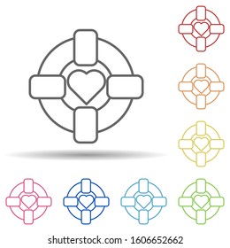 Blood donation, help in multi color style icon. Simple thin line, outline vector of blood donation icons for ui and ux, website or mobile application
