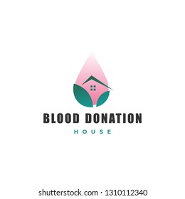 blood donation house logo vector icon