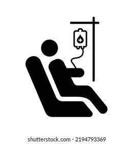 Icono de donación de sangre. Diseño vectorial negro.