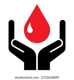 Icono de donación de sangre. Dona Ilustración vectorial. Signo de donante de sangre voluntario. Símbolo del Día Mundial del Donante de Sangre.