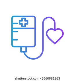 Ilustración vectorial de gradiente de línea de icono de donación de sangre