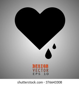 Blood donation Icon logo. Drops of blood flowing from a heart. Donation and charity concept. Vector illustration EPS10