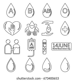 Blood donation icon set.