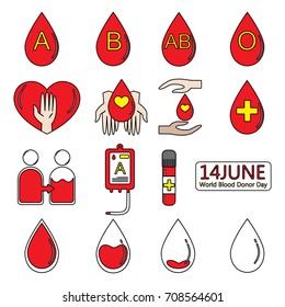 Blood donation icon set.