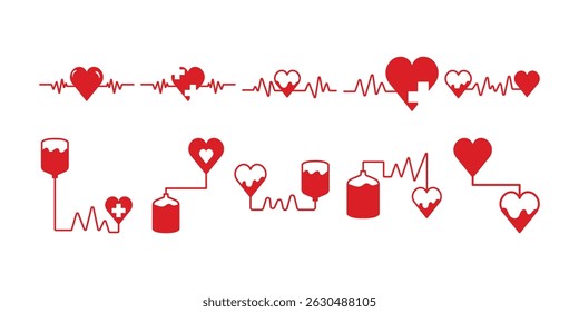 Coleção de Vetores de Ícones de Doação de Sangue
