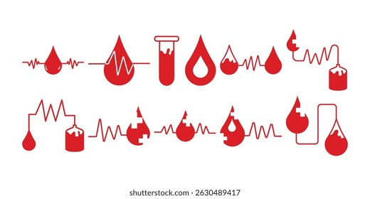 Coleção de Vetores de Ícones de Doação de Sangue