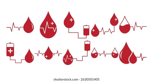 Coleção de Vetores de Ícones de Doação de Sangue