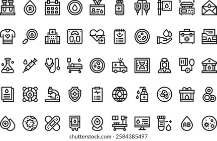 Blood donation icons High-Quality Vector Icons Collection with Editable Stroke. Ideal for Professional and Creative Projects.