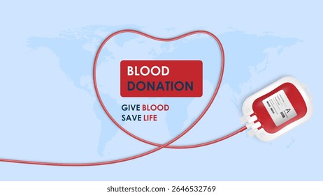Concepto de ilustración de donación de sangre con bolsa de sangre. Día Mundial del Donante de Sangre. Ilustración vectorial