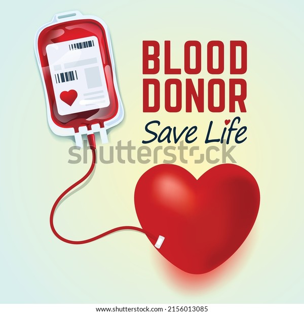 Blood donation illustration concept with blood bag.\
World blood donor day.
