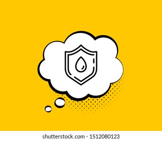 Blood donation line icon. Comic speech bubble. Medical analyzes sign. Pharmacy medication symbol. Yellow background with chat bubble. Blood donation icon. Colorful banner. Vector