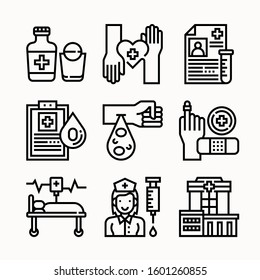 Blood Donation of Line vector icons