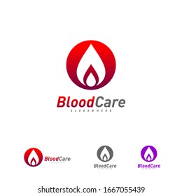 Vector de la plantilla del logotipo de donación de sangre, Concepto de diseño del logotipo de la sangre en gota
