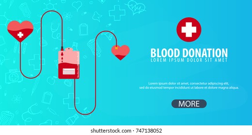 Blood Donation. Medical Background. Health Care. Vector Medicine Illustration