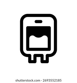 Blood donation. Outlined stroke vector icon with black-filled details.