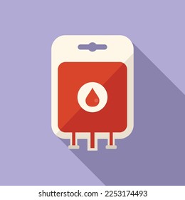 Blood donation pack icon flat vector. Charity donate. Help volunteer