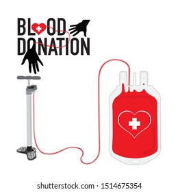 Blood donation with pump vector illustration