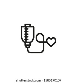 Blood donation thin line icon. Dropper, helping, saving lives isolated outline sign. Donation and charity concept. Vector illustration symbol element for web design and apps