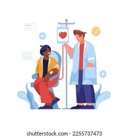 Blood donation for transfusion. Donor vector image