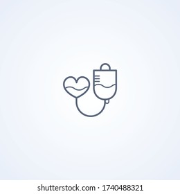 Donación de sangre, mejor ícono de línea gris vector sobre fondo blanco, EPS 10