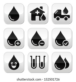 Blood donation vector buttons set 