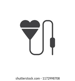 Blood donation vector icon. filled flat sign for mobile concept and web design. Heart blood transfusion bag simple solid icon. Symbol, logo illustration. Pixel perfect vector graphics