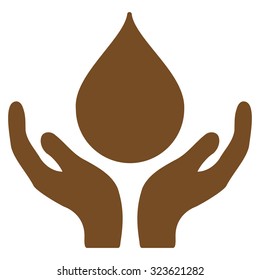 Blood Donation vector icon. Style is flat symbol, brown color, rounded angles, white background.