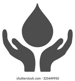 Blood Donation vector icon. Style is flat symbol, gray color, rounded angles, white background.
