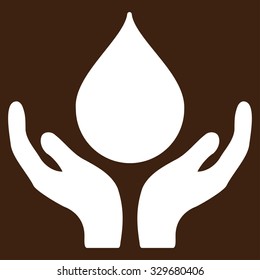 Blood Donation vector icon. Style is flat symbol, white color, rounded angles, brown background.