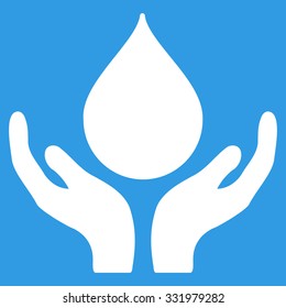 Blood Donation vector icon. Style is flat symbol, white color, rounded angles, blue background.