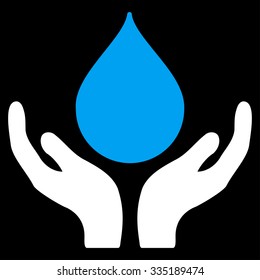 Blood Donation vector icon. Style is bicolor flat symbol, blue and white colors, rounded angles, black background.
