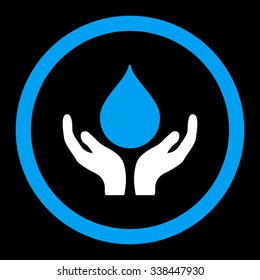 Blood Donation vector icon. Style is bicolor flat rounded symbol, blue and white colors, rounded angles, black background.