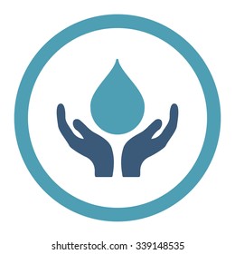 Blood Donation vector icon. Style is bicolor flat rounded symbol, cyan and blue colors, rounded angles, white background.