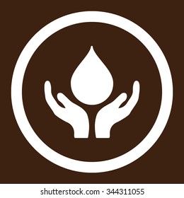 Blood Donation vector icon. Style is flat rounded symbol, white color, rounded angles, brown background.