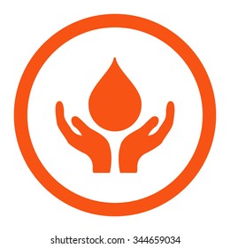 Blood Donation vector icon. Style is flat rounded symbol, orange color, rounded angles, white background.