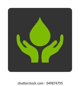 Blood Donation vector icon. Style is flat rounded square button, eco green and gray colors, white background.