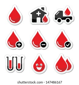 Blood donation vector icons set
