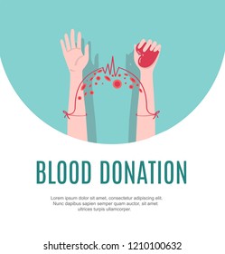 Blood donation vector illustration for 14th june. Flat design template for medical branch.