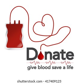 Blood donation, vector illustration, concept with drop counter, blood drop and heartbeat line on white background
